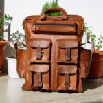 7 pocket leather backpack